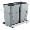 image:imageVEVOR PullOut Trash Can 27 QT x2 Double Under Mount Kitchen Waste Container Heavy Duty Garbage Recycling Bin with Door Kit and Soft Close Slide for Kitchen Cabinet Sink Under Counter Grey54QT27QTx2