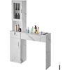 image:imageVEVOR Salon Station Wall Mount Barber Salon Station for Hair Stylist Beauty Spa Furniture Set 1 Storage Cabinet 3 Cubbies and 2 DrawersOne Lockable WhiteWhite