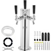 image:imageVEVOR Triple Taps Draft Beer Tower Dispenser Stainless Steel Keg Beer Tower Kegerator Tower Kit with PreAssembled Tubing and SelfClosing Faucet Shanks for Party Bar Pub RestaurantTriple Faucets