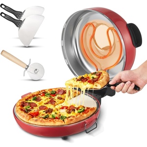 image:imageVEVOR 14 in Pizza Oven Indoor XL Large Electric Pizza Maker 1600W Home Compact Pizzas Cooker with Timer amp Temp Knob 5 Heating Level Max 698 F Countertop Oven with Cutter amp Scraper Retro RedRed
