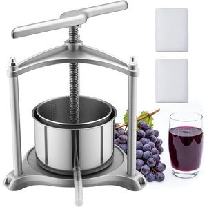 image:imageVEVOR 145 Gal5L Fruit Wine Press 2 Stainless Steel Barrels Manual Juice Maker Cider Apple Grape Tincture Honey Olive Oil Making Press with Triangular Handle for Outdoor Kitchen HomeSilver