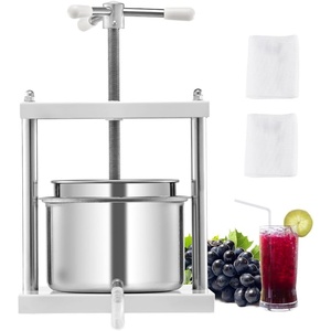 image:imageVEVOR 145 Gal5L Fruit Wine Press 2 Stainless Steel Barrels Manual Juice Maker Cider Apple Grape Tincture Honey Olive Oil Making Press with Triangular Handle for Outdoor Kitchen HomeWhite