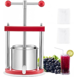 image:imageVEVOR 145 Gal5L Fruit Wine Press 2 Stainless Steel Barrels Manual Juice Maker Cider Apple Grape Tincture Honey Olive Oil Making Press with Triangular Handle for Outdoor Kitchen HomeRed