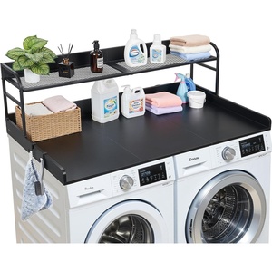 image:imageVEVOR 2 Drawers Washer Dryer Countertop with Shelf 54 x 27 Wooden Laundry Countertop with 2 Hooks amp Splicing Panels Washer and Dryer Topper Laundry Room Organization and Storage BlackBlack