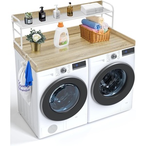 image:imageVEVOR 2 Drawers Washer Dryer Countertop with Shelf 54 x 27 Wooden Laundry Countertop with 2 Hooks amp Splicing Panels Washer and Dryer Topper Laundry Room Organization and Storage BlackOak