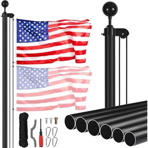 image:imageVEVOR 20FT Sectional Flagpole Kit Heavy Duty Aluminum Alloy in Ground Poles for Outside 3 Display Modes with 3x5 American Flag Professional Accessories SilverBlack  30FT