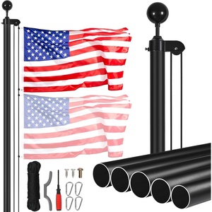 image:imageVEVOR 20FT Sectional Flagpole Kit Heavy Duty Aluminum Alloy in Ground Poles for Outside 3 Display Modes with 3x5 American Flag Professional Accessories SilverBlack