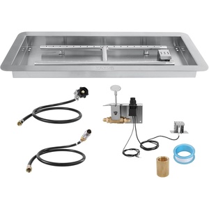 image:imageVEVOR 24 x 8 inch Dropin Fire Pit Pan Rectangular Stainless Steel Fire Pit Burner Kit Propane Gas Fire Pan 120000 BTU with HBurner for Indoor or Outdoor Use24 x 8 inch
