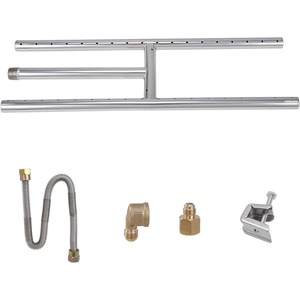 image:imageVEVOR 24 x 8 inch Dropin Fire Pit Pan Rectangular Stainless Steel Fire Pit Burner Kit Propane Gas Fire Pan 120000 BTU with HBurner for Indoor or Outdoor Use6 x 18 inch