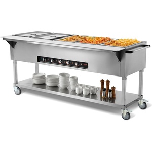 image:imageVEVOR 3Pan Commercial Food Warmer 3 x 206QT Electric Steam Table 1500W Professional Buffet Catering Food Warmer with Acrylic Sneeze Guard Food Grade Stainless Steel Server for Party Restaurant5Pan103QT
