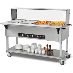 image:imageVEVOR 3Pan Commercial Food Warmer 3 x 206QT Electric Steam Table 1500W Professional Buffet Catering Food Warmer with Acrylic Sneeze Guard Food Grade Stainless Steel Server for Party Restaurant4Pan96QT
