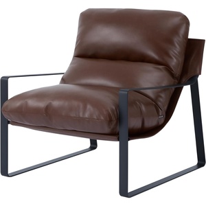image:imageVEVOR Accent Chair Modern PU Leather Armchair Cozy Upholstered Chair with Soft Foam Cushioning Sturdy Metal Frame and Detachable Cushion for Living Room Bedroom Reading Room Office BrownBrown