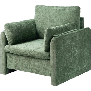 image:imageVEVOR Accent Chair Modern PU Leather Armchair Cozy Upholstered Chair with Soft Foam Cushioning Sturdy Metal Frame and Detachable Cushion for Living Room Bedroom Reading Room Office BrownGreen