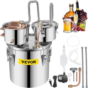 image:imageVEVOR Alcohol Still 3 Gallon Stainless Steel Alcohol Distiller with Copper Tube amp Buildin Thermometer amp Water Pump Double Thumper Keg Home Brewing Kit for DIY Whiskey Wine Brandy3Gal