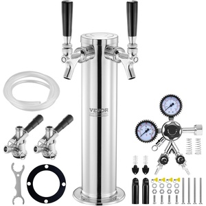 image:imageVEVOR Beer Drip Tray 304 Stainless Steel Kegerator Drip Trays with 4 NonSlip Rubber Pads and Detachable Cover HeatCold Resistant Beer Tower Drip Pan for Bar Restaurant Coffee Shop HomeDual Faucets Beer Tower