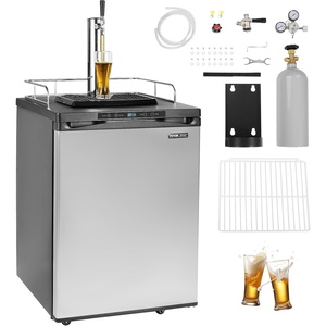 image:imageVEVOR Beer Kegerator Dual Tap Draft Beer Dispenser Full Size Keg Refrigerator With Shelf CO2 TankNo Gas Drip Tray amp Rail 23F 824F Temperature Control 162L SilverGrey
