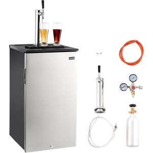 image:imageVEVOR Beer Kegerator Triple Tap Commercial Draft Beer Dispenser for D system Full Size Keg Refrigerator with 5lbs CO2 Tank Hold 3 Sixth2 Slim3 Ball lock keg 3 taps  D system  stainless steelSilver
