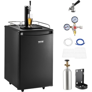 image:imageVEVOR Beer Kegerator Triple Tap Commercial Draft Beer Dispenser for D system Full Size Keg Refrigerator with 5lbs CO2 Tank Hold 3 Sixth2 Slim3 Ball lock keg 3 taps  D system  stainless steelBlack