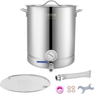 image:imageVEVOR Brew Kettle 16 Gal Brewing Pot Stainless Steel Brew Kettle Pot for Beer Brewing with FilterampFilter Tray Tri Ply Bottom for Beer64 Quarts