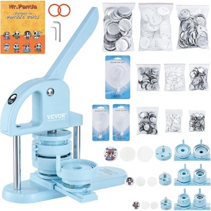 image:imageVEVOR Button Maker 1125228 inch253258mm 3in1 Pin Maker 300pcs Button Parts Ergonomic Arc Handle Punch Press Kit Button Maker Machine with Panda Magic Book for Children DIY Gifts BlueBlue 3 in 1  300 pcs