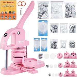 image:imageVEVOR Button Maker 1125228 inch253258mm 3in1 Pin Maker 300pcs Button Parts Ergonomic Arc Handle Punch Press Kit Button Maker Machine with Panda Magic Book for Children DIY Gifts BluePink 3 in 1  100 pcs