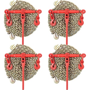 image:imageVEVOR Chain Load Binder 516 Tie Down Kit w 7100LBS Working Load Capacity and Two Grab Hooks Includes 4 Ratchet Binders  4 21 Grade 80 Chains Transport Load Package for Hauling Towing4P 21ft