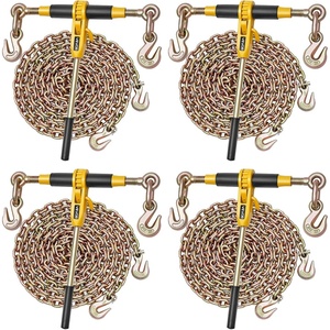 image:imageVEVOR Chain Load Binder 516 Tie Down Kit w 7100LBS Working Load Capacity and Two Grab Hooks Includes 4 Ratchet Binders  4 21 Grade 80 Chains Transport Load Package for Hauling Towing4P 14ft