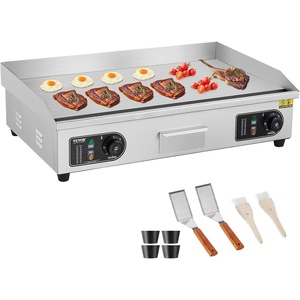 image:imageVEVOR Commercial Electric Griddle 2854 x 1575 in 4400W 122570F Adjustable Temp Control Stainless Steel Countertop Full Flat Top Grill with 2 Spatulas 2 Brushes for Steak PancakeNO PLUG30 inch 110V No Plug Flat