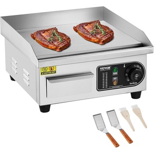 image:imageVEVOR Commercial Electric Griddle 2854 x 1575 in 4400W 122570F Adjustable Temp Control Stainless Steel Countertop Full Flat Top Grill with 2 Spatulas 2 Brushes for Steak PancakeNO PLUG14 inch 110V US Plug Flat
