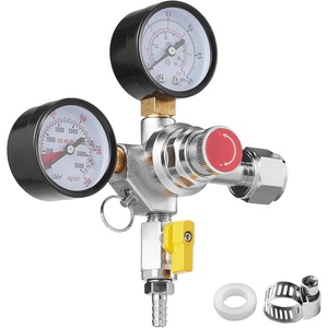 image:imageVEVOR Double Gauge Regulator CO2 Regulator Gauge with 060PSI Heavy Duty CO2 Gauge Gas System Draft Beer Regulator with Check Valve Adjustable Pressure Regulator for Draft Beer Homebrew CGA320Double Gauge Regulator