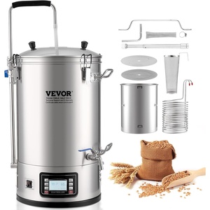image:imageVEVOR Electric Brewing System 92 Gal35 L Brewing Pot AllinOne Home Beer Brewer wPump Mash Boil Device wPanel AutoManual Mode 1001800W Power 25100 Temp 1180 min Timer Recipe Memory92 Gal