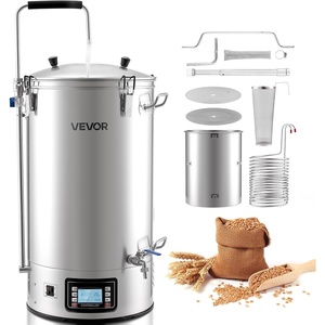 image:imageVEVOR Electric Brewing System 92 Gal35 L Brewing Pot AllinOne Home Beer Brewer wPump Mash Boil Device wPanel AutoManual Mode 1001800W Power 25100 Temp 1180 min Timer Recipe Memory16 Gal
