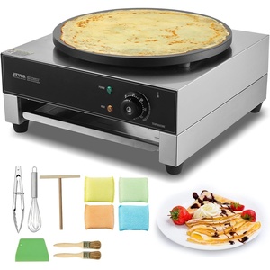 image:imageVEVOR Electric Crepe Maker 16Inch Commercial Crepe Machine 1700W Flat Plate Crepe Griddle Nonstick Stainless Steel Pancake Making Machine Desktop Circular Cereals Pancake Stove with Temp Control16 inch Single  1700 W