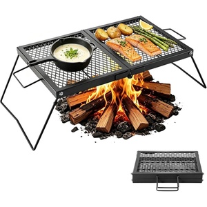 image:imageVEVOR Folding Campfire Grill Heavy Duty Steel Mesh Grate 224 Portable Camping Grates Over Fire Pit Camp Fire Cooking Equipment with Legs Carrying Bag Grilling Rack for Outdoor Open Flame Cooking2415 inch Folding