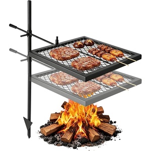 image:imageVEVOR Folding Campfire Grill Heavy Duty Steel Mesh Grate 224 Portable Camping Grates Over Fire Pit Camp Fire Cooking Equipment with Legs Carrying Bag Grilling Rack for Outdoor Open Flame Cooking1616 inch Swivel Upgraded