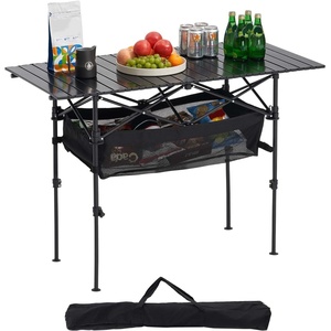 image:imageVEVOR Folding Camping Table Portable Roll Up Side Tables Lightweight Aluminum Beach Table for Outdoor BBQ Tailgating Picnic Travel 47 inchBlackBlack