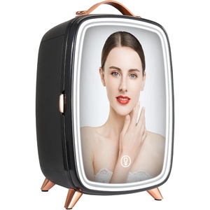 image:imageVEVOR Mini Fridge 6L Skincare Refrigerator with LED Light and HD Mirror ACDC Makeup Cooler for Skin Care Cosmetic Storage Chill Face Mask Drink Small Cooling for Bedroom Dorm Desktop BlackSmall