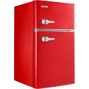 image:imageVEVOR Mini Fridge with Freezer 32 CuFt Dual Zone Compact Refrigerator 3 Modes Adjustable Temp Energy Efficient Small Fridge Reversible Door Low Noise for Bedroom Dorm Brushed StainlessRetro Red
