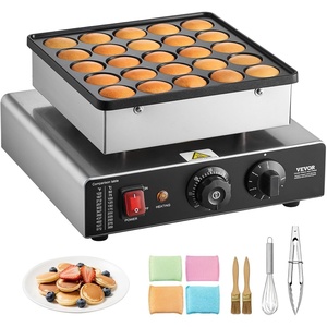 image:imageVEVOR Mini Pancake Maker 25PCS 43mm Diameter Dutch Muffin Waffle Baker Nonstick Stainless Steel Poffertjes Grill Commercial Electric Dorayaki Machine Temp amp Time Control Home Kitchen Restaurant25 Pcs