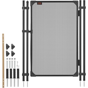 image:imageVEVOR Pool Fence Gate 4 x 25 ft Inground Swimming Pool Fences Gate Outdoor Security Fencing Door Kit with Metal Latch and Stopper 352 GSM Teslin PVC Mesh Square Tube Easy Installation Black4ft x 25ftSelfClosing