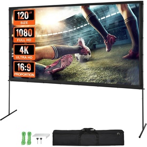 image:imageVEVOR Projector Screen with Stand 120 inch 169 4K 1080 HD Outdoor Movie Screen with Stand WrinkleFree Projection Screen with Tripods and Carry Bag for Home Theater Cinema Backyard Movie NightFlatfooted 120