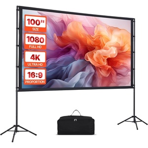 image:imageVEVOR Projector Screen with Stand 120 inch 169 4K 1080 HD Outdoor Movie Screen with Stand WrinkleFree Projection Screen with Tripods and Carry Bag for Home Theater Cinema Backyard Movie NightSixfooted 100