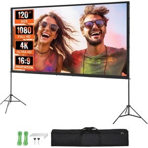 image:imageVEVOR Projector Screen with Stand 120 inch 169 4K 1080 HD Outdoor Movie Screen with Stand WrinkleFree Projection Screen with Tripods and Carry Bag for Home Theater Cinema Backyard Movie NightSixfooted 120