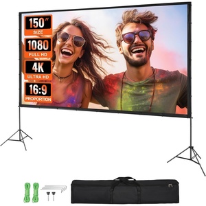 image:imageVEVOR Projector Screen with Stand 120 inch 169 4K 1080 HD Outdoor Movie Screen with Stand WrinkleFree Projection Screen with Tripods and Carry Bag for Home Theater Cinema Backyard Movie NightSixfooted 150