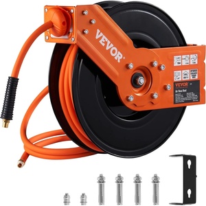 image:imageVEVOR Retractable Air Hose Reel 38 IN x 50 FT Hybrid Air Hose Max 300PSI Air Compressor Hose Reel with 5 ft Lead in CeilingWall Mount Heavy Duty Single Arm Steel ReelOpen Reel