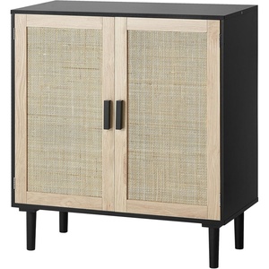 image:imageVEVOR Sideboard Cabinet Buffet Cabinet with 2 Magnetic Doors and Adjustable Shelves Sideboard Buffet for Hallway Entryway Living Room or Kitchen NaturalBlack