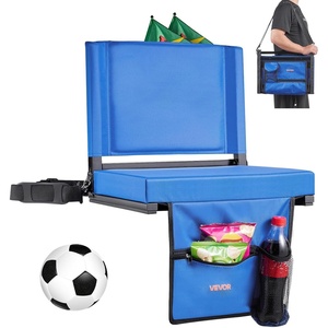 image:imageVEVOR Stadium Seat Folding Bleacher Seat with Back Support and Thick Cushion Padded Stadium Seats for Bleacher Includes Shoulder Strap Hooks Cup Holder and Side Pocket Black Bleachers ChairBlue