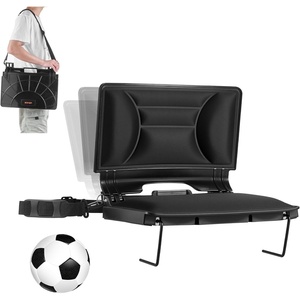 image:imageVEVOR Stadium Seat Folding Bleacher Seat with Back Support and Thick Cushion Padded Stadium Seats for Bleacher Includes Shoulder Strap Hooks Cup Holder and Side Pocket Black Bleachers ChairDark black