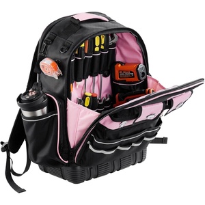 image:imageVEVOR Tool Backpack 56 Pockets Heavyduty Tools Storage Organizer Work Bags Backpack with Laptop Compartment amp Molded Base Electrician Jobsite Backpack for Electrician Repairman and HVAC TechsPink