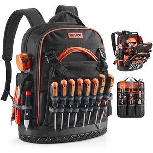 image:imageVEVOR Tool Backpack with Tools 65 Pockets Heavyduty Tools Storage Organizer Bags with Laptop Compartment amp Molded Base Electrician Jobsite Backpack for Electrician Repairman and HVAC Techs64 Pockets